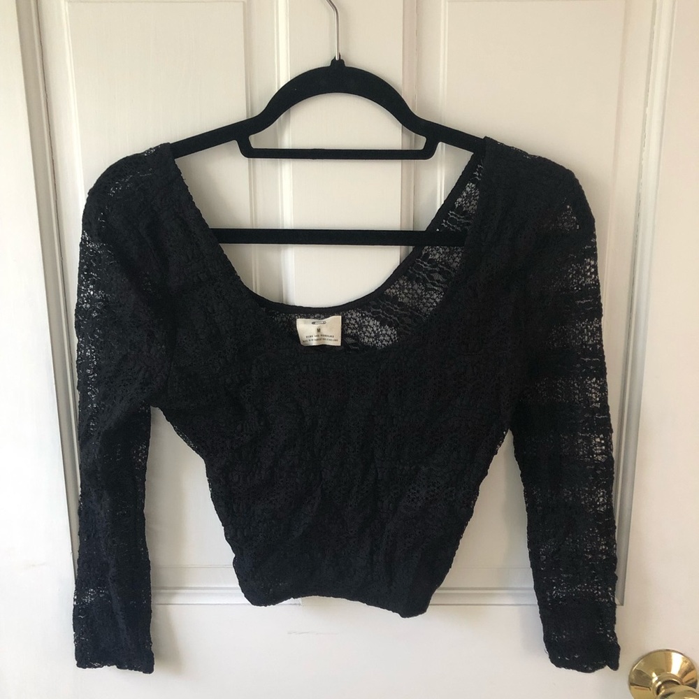 Long sleeve black lace top